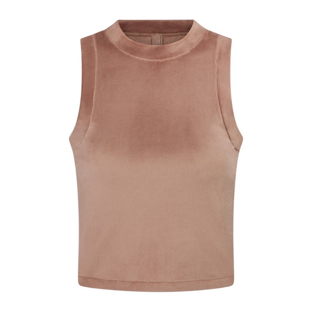 SKIMS Velour Crew Neck Tank | Sienna Brown | L